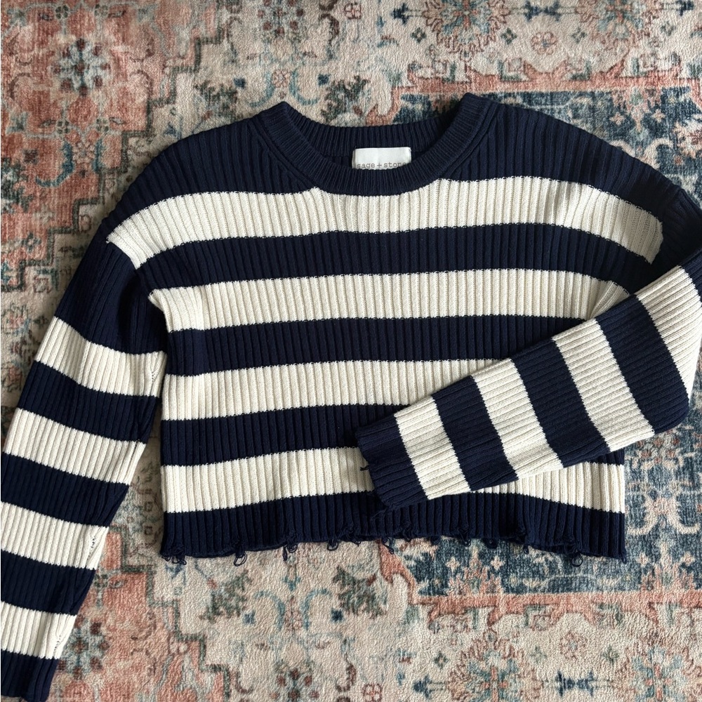 Navy and White Striped Sweater